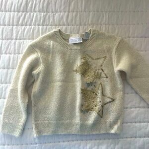 The Children's Place Cream Sweater with Gold Stars